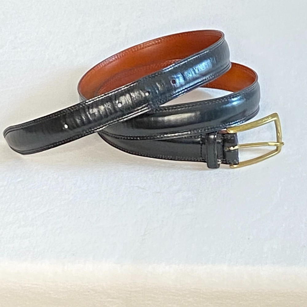 💎Grant Thomas Mens Belt 42/105 Black Leather American Handcraft Double Stitch